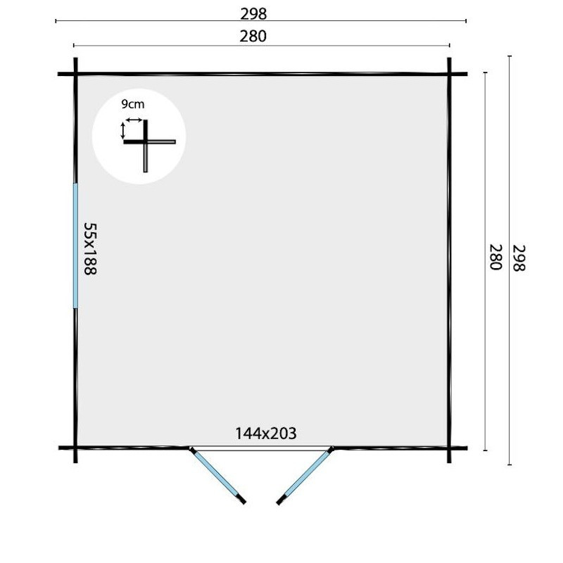 Berging 7,8 m² - 28 mm - Bodine - Tuindeco