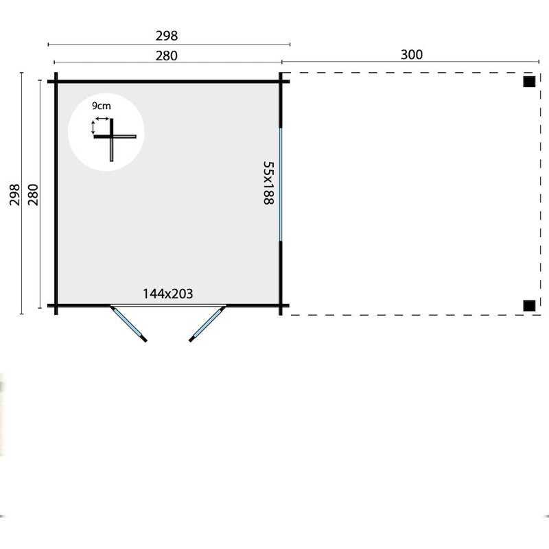 Chalet 16,2 m² - 28 mm - Dellinger - Tuindeco