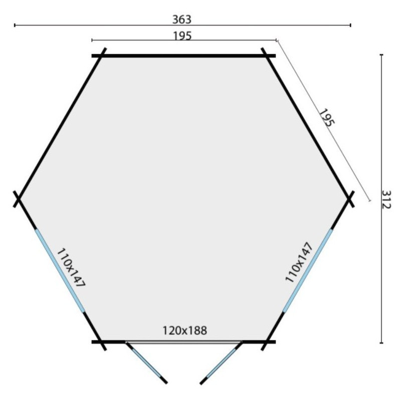 Kiosque hexagonal - 7,8 m² - 34 mm - Nora - Tuindeco