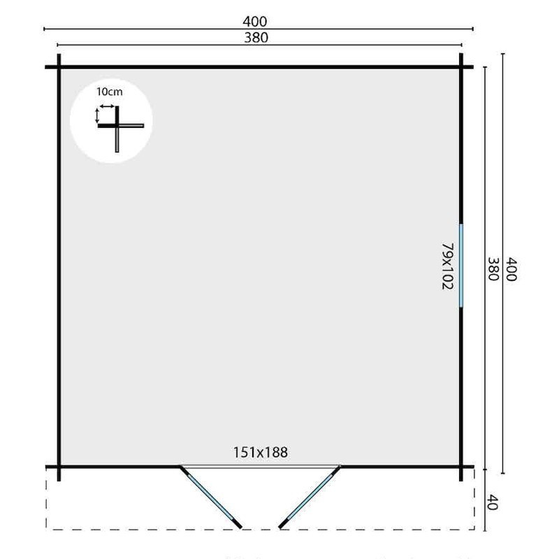 Chalet 14,4 m² - 40 mm - Gunda - Tuindeco