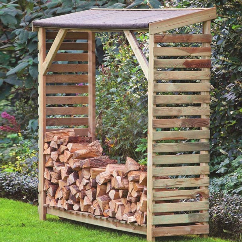 Abri d'entreposage pour bois de cheminée avec carton bitume - Tuindeco