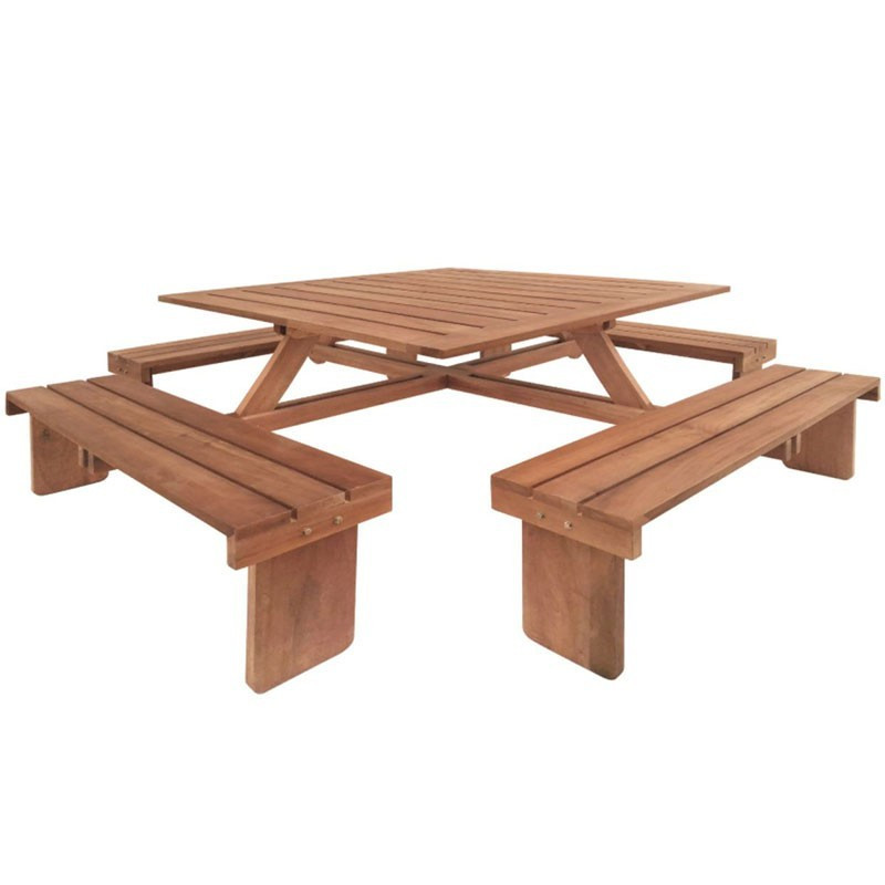 Square picnic table - Hardwood - Tuindeco
