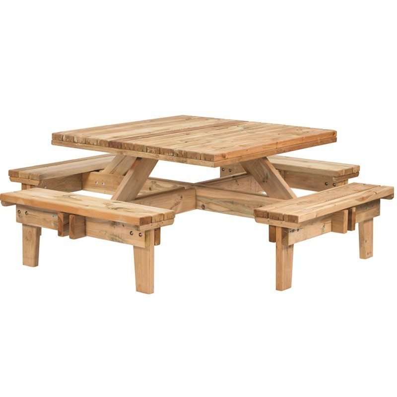 Square picnic table - Impregnated Fir - Tuindeco