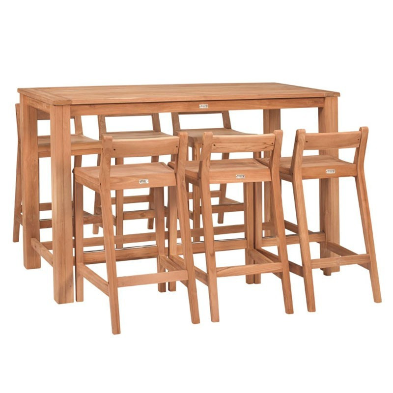 Table + high chairs - Buckingham - Teak - Tuindeco