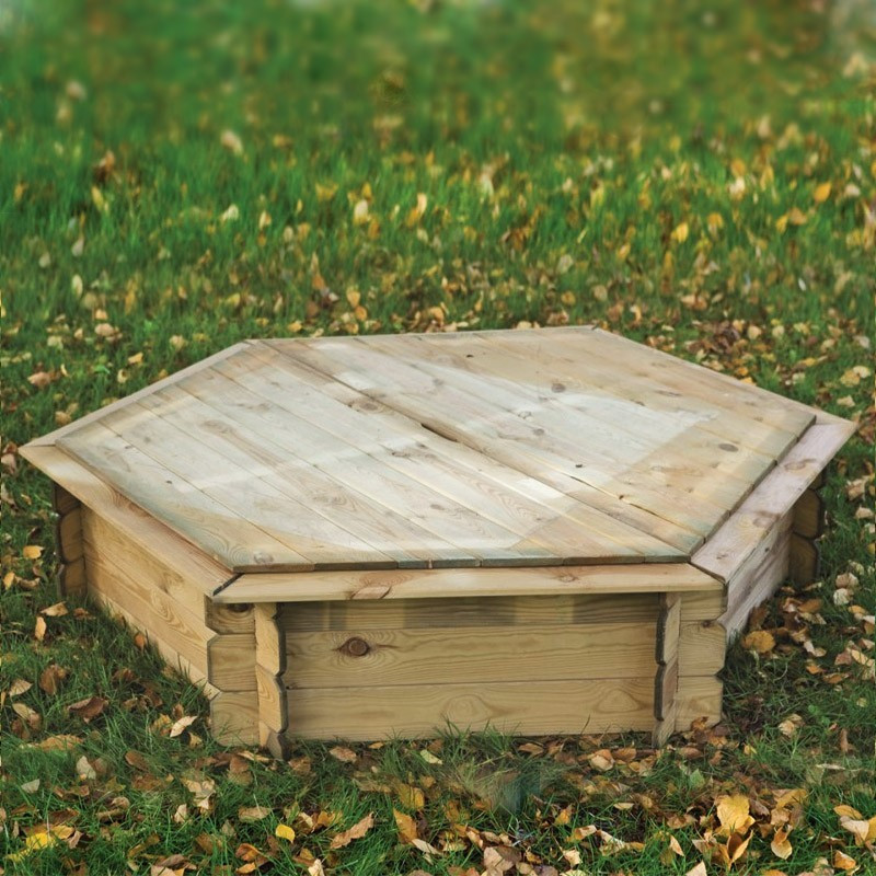 Hexagonal wooden sandbox - 175 x 175 cm - Tuindeco