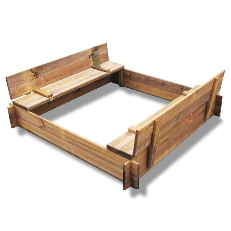 Sandbox with lidded benches - 120 x 120 cm - Tuindeco
