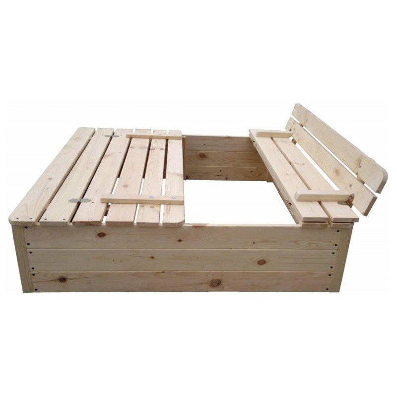 Sandbox with lidded benches - 120 x 120 cm - Tuindeco