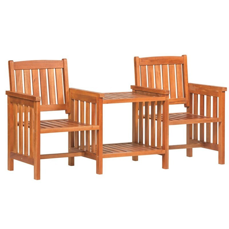 Dubbele stoel met plank - Teakhout - Tuindeco
