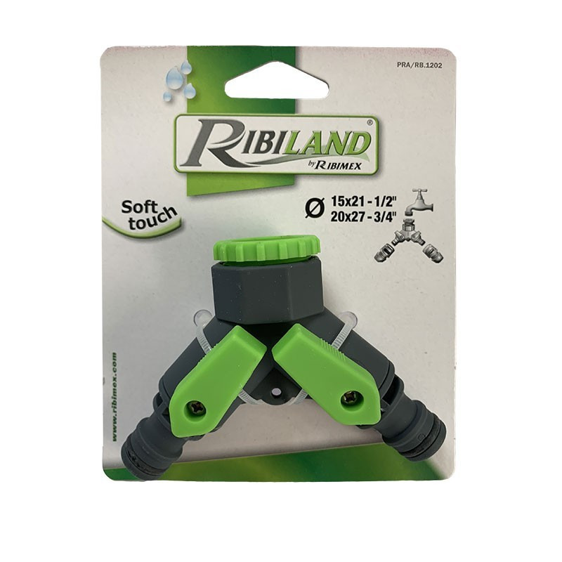2 outlet tap connector 3/4 - 1/2 - Ribiland