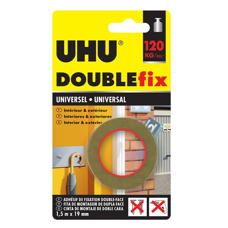 DoubleFix interieur weiß - 1,50 m x 19 mm - UHU
