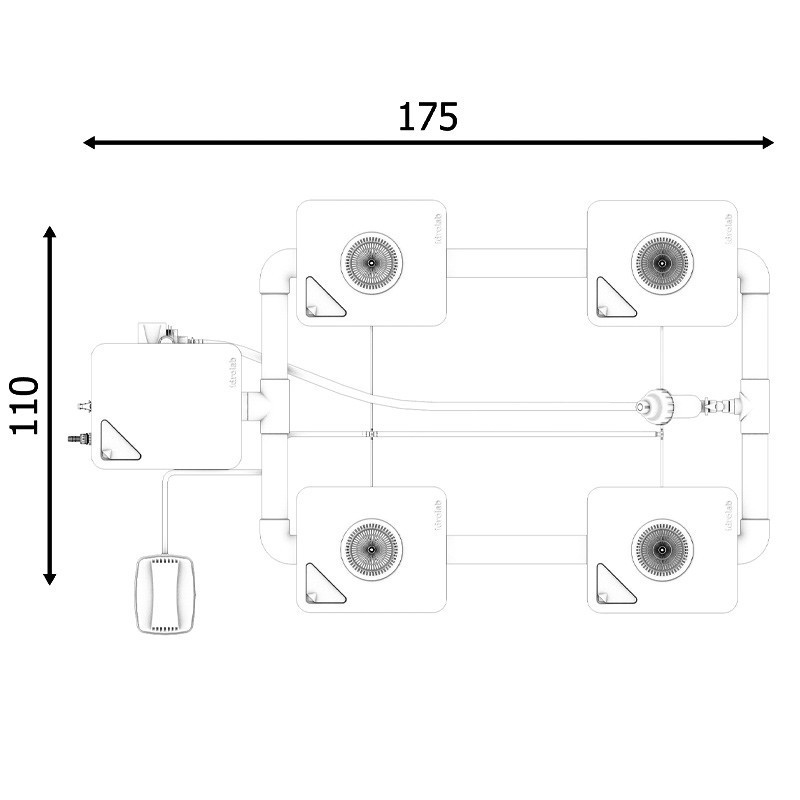 RDWC Sistema a 2 file larghe 4+1 con diffusore Tuboflex Idrolab