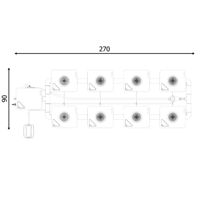 Sistema RDWC original 8+1 de 2 filas com difusor Tuboflex - Idrolab