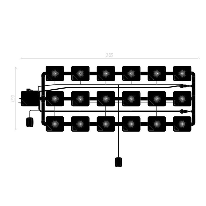 Sistema RDWC original 18+1 de 3 filas com difusor Tuboflex - Idrolab