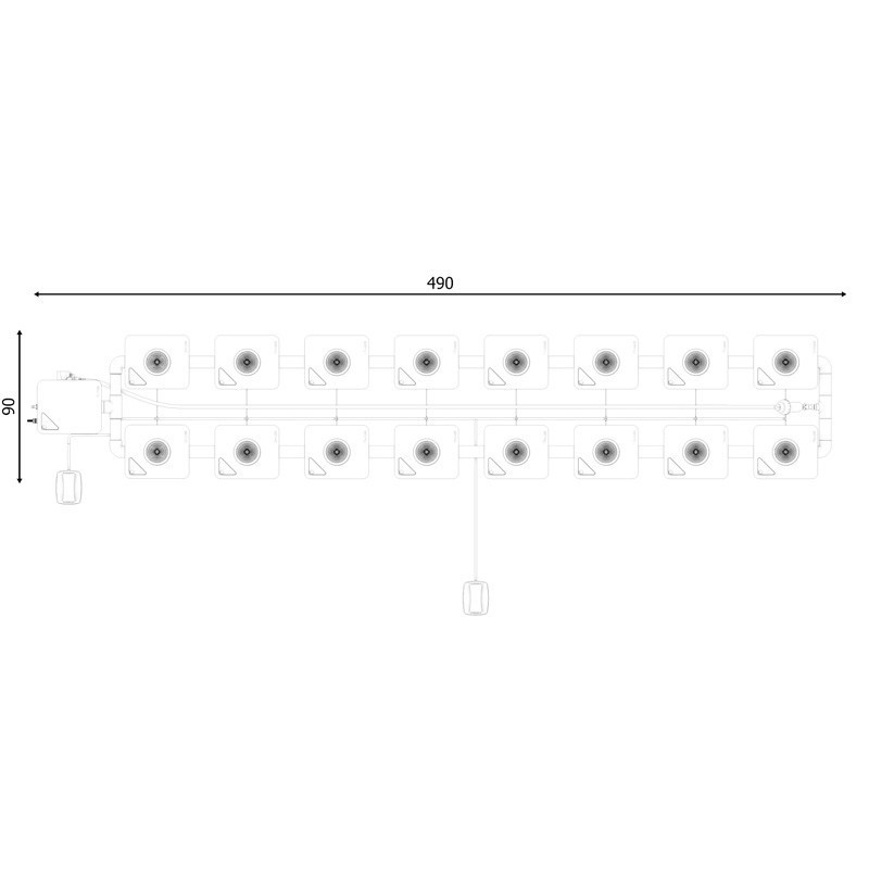 Système RDWC 2 rangées original 16+1 avec diffuseur Tuboflex - Idrolab