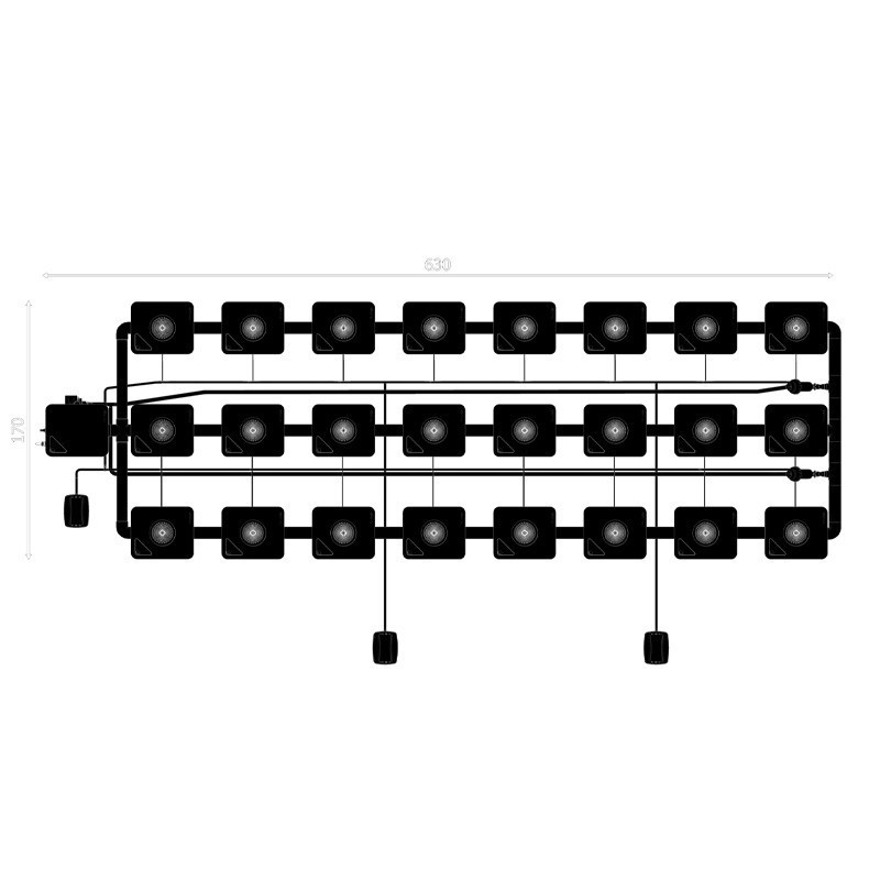Sistema RDWC 3 filas de largura 24+1 com difusor Tuboflex - Idrolab