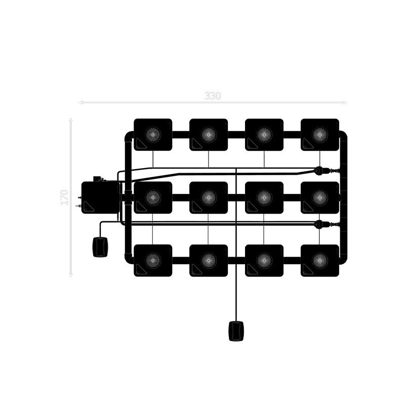 Système RDWC 3 rangées large 12+1 avec diffuseur Tuboflex - Idrolab