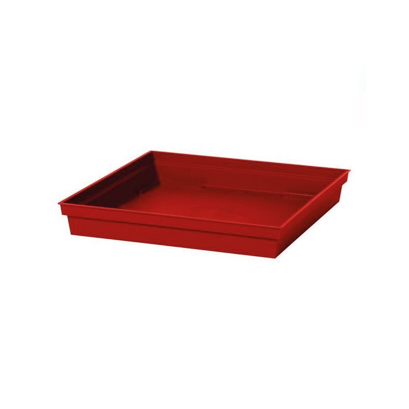 Piattino toscano quadrato - Rosso rubino - Per vaso toscano da 50 cm - EDA PLASTICA