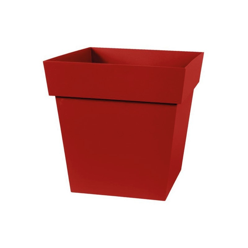 Pot carré Toscane - Rouge rubis - 87 L - 50 cm - EDA PLASTIQUES