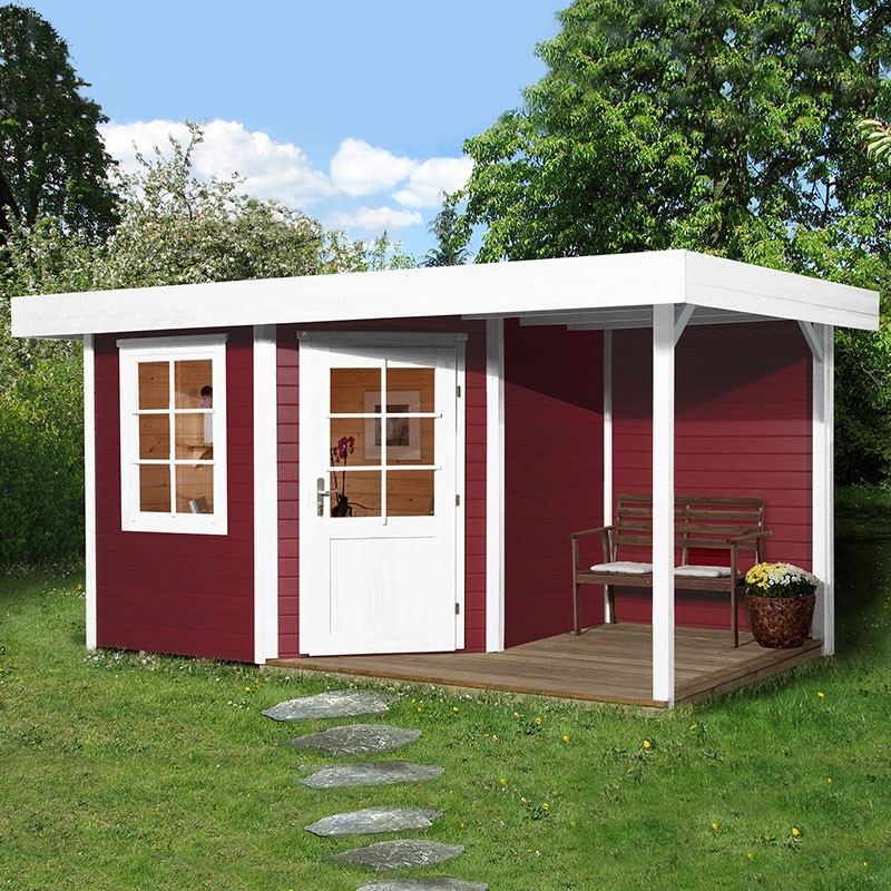 WEKA - Design Shelter 213A - Extension 1.58 m - Swedish Red - 2.98 x 2.98 x 2.37 m