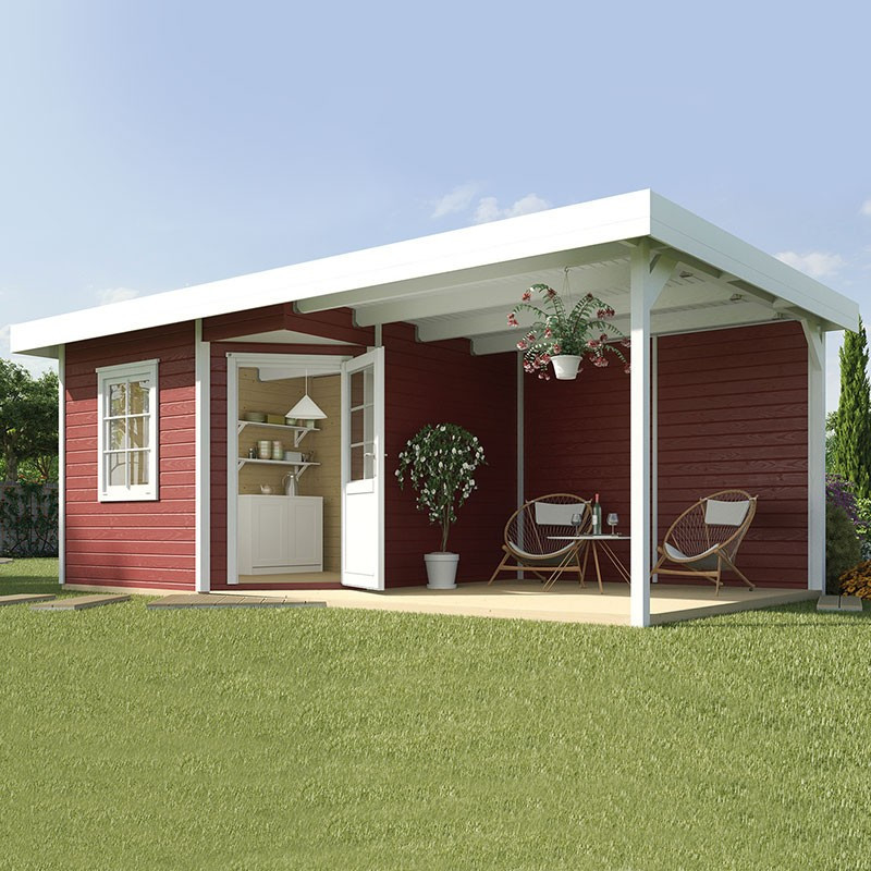 WEKA - Design Shelter 213B+ - Extension 3.03 m - Swedish Red - 2.38 x 2.38 x 2.59 m