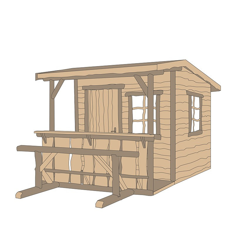 WEKA - Garden Shed 820 A (Bench + Bar) - Raw Aspect - 2,44 x 3,00 x 2,50 m