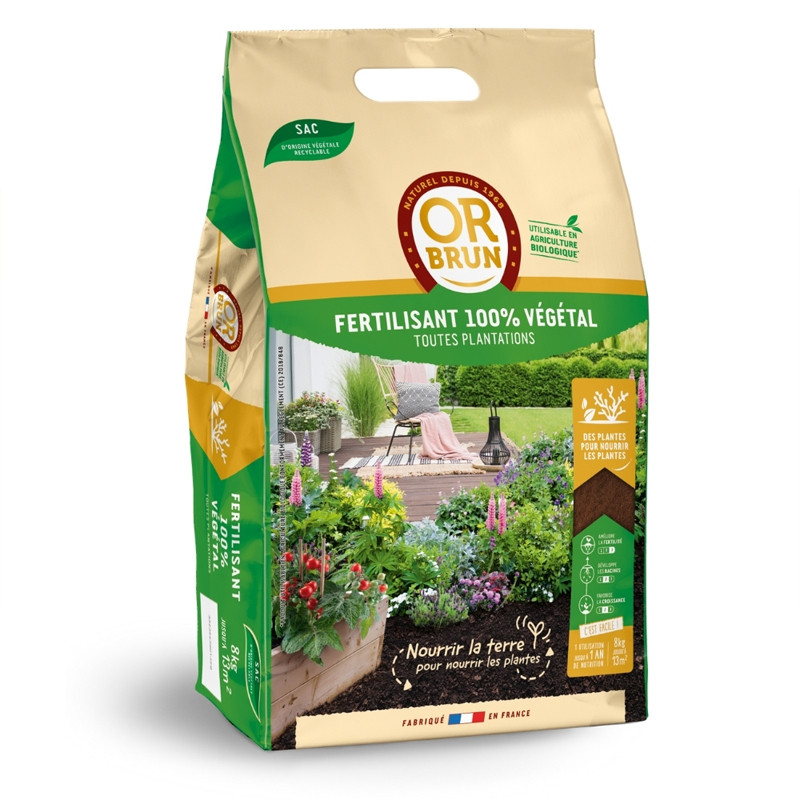 100% plantaardig - Meststof - 15kg - Frankrijk Or Brun