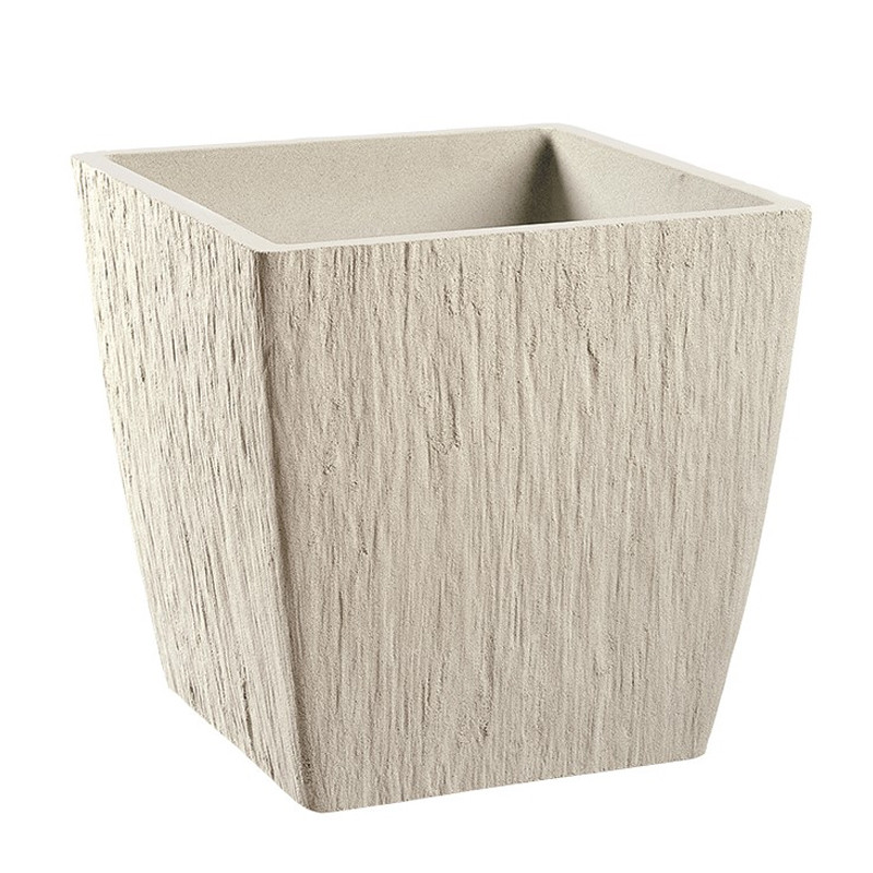Quadratische Vase Paloma - H 47cm - Off-White - Hairie-Grandon