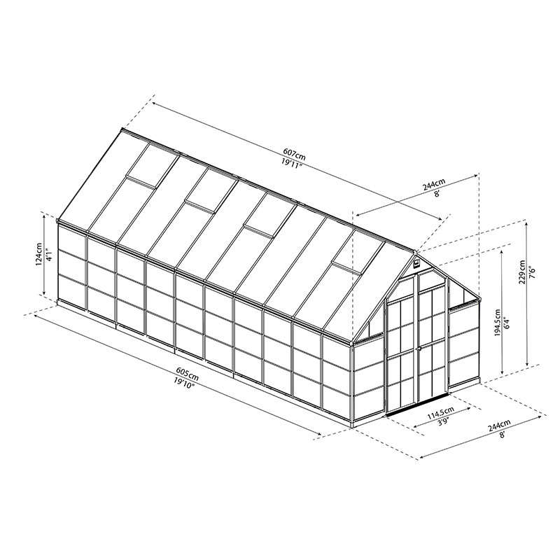 Tuinkas 240x600 cm - Balans Zilver- Canopia