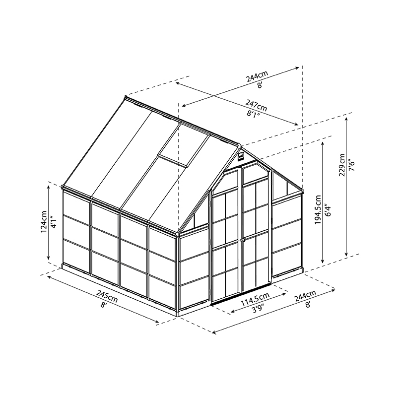 Tuinkas 240x240 cm - Balance Hybride Gris - Canopia