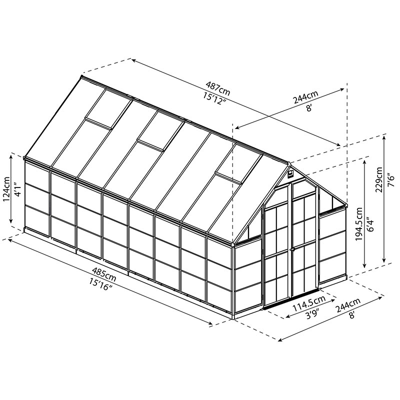 Gartengewächshaus 240x480 cm - Balance Hybrid Grau - Canopia