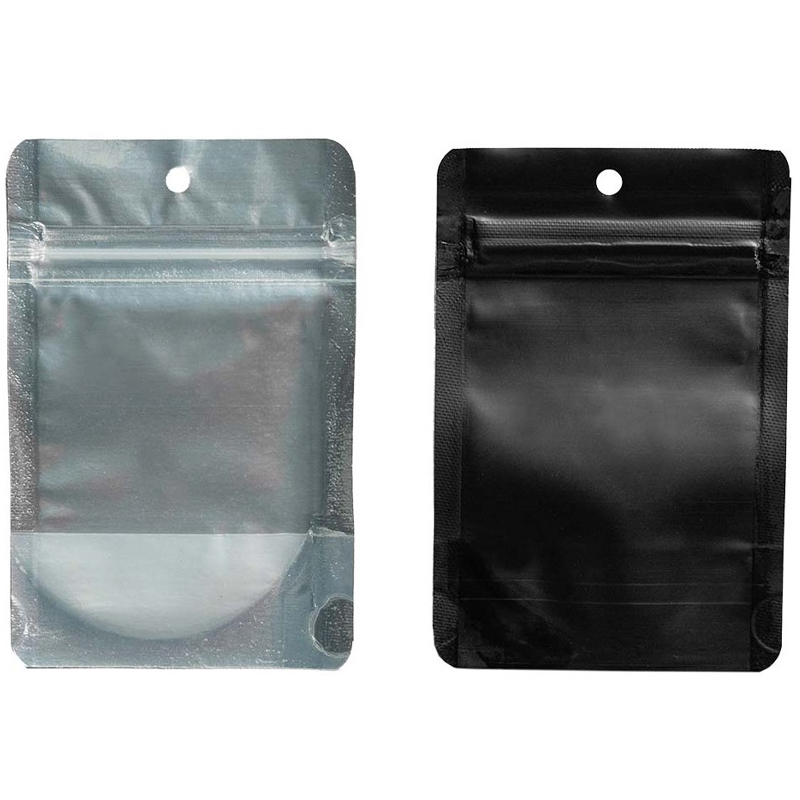 50 sacos com fecho de correr Preto 10x16,5cm - 7g - Anti-odor - Qnubu