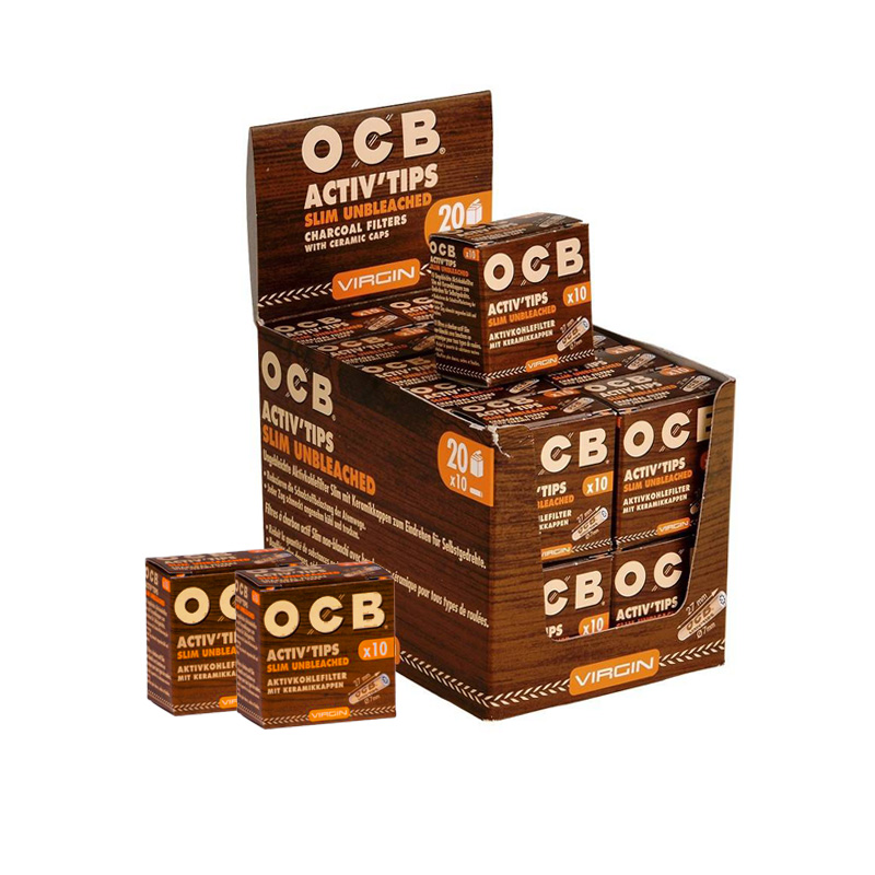 OCB - Pacote de 20 pacotes de 10 filtros de carvão activado não branqueado
