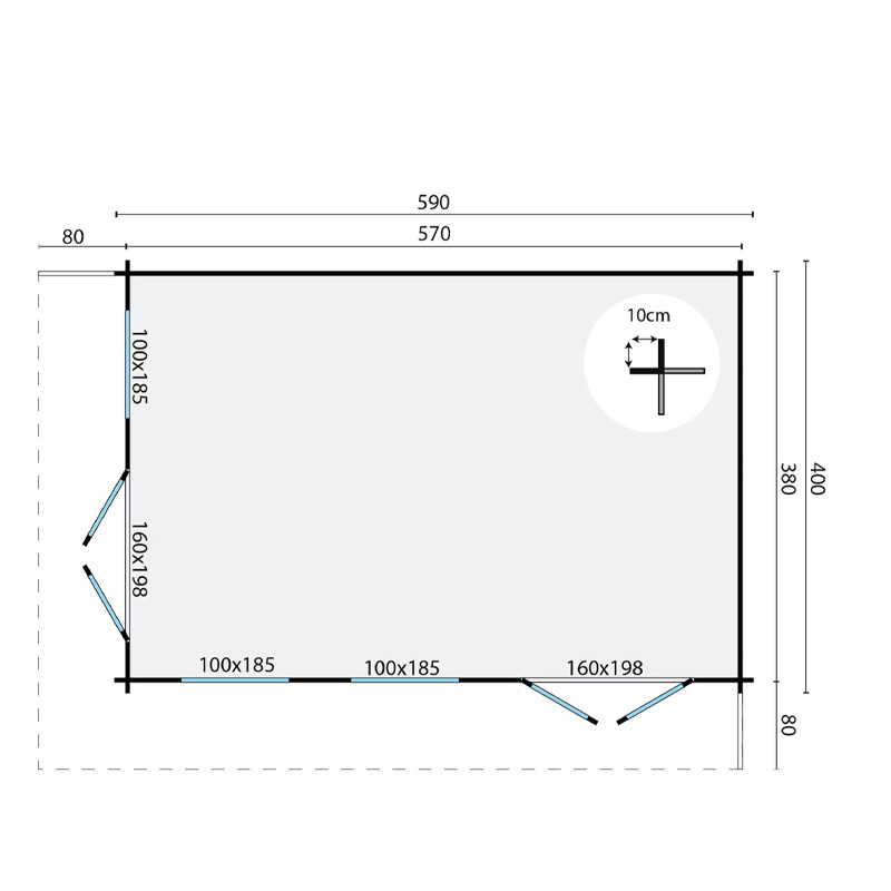 Chalet Hildegard - 21 m² - Espessura 44 mm - Tuindeco