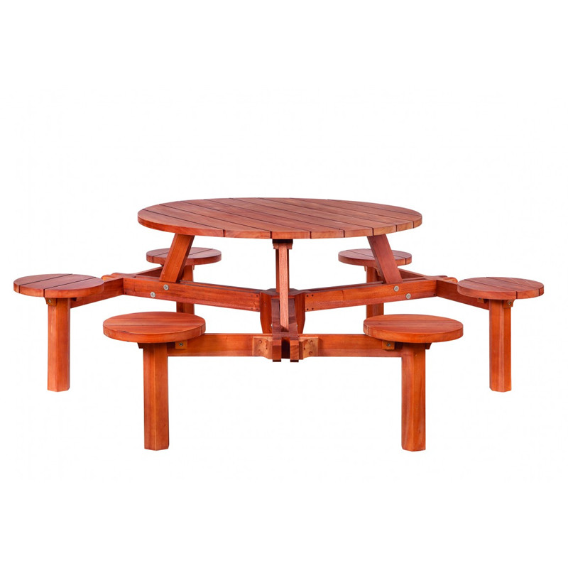 Table de jardin ronde en bois avec assises - Rondo - Tuindeco