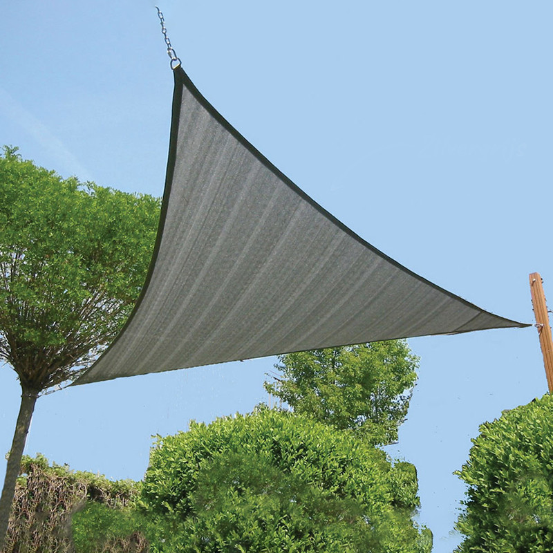 Schaduwzeil - 420x420cm - Zilvergrijs - Driehoekig - Tuindeco
