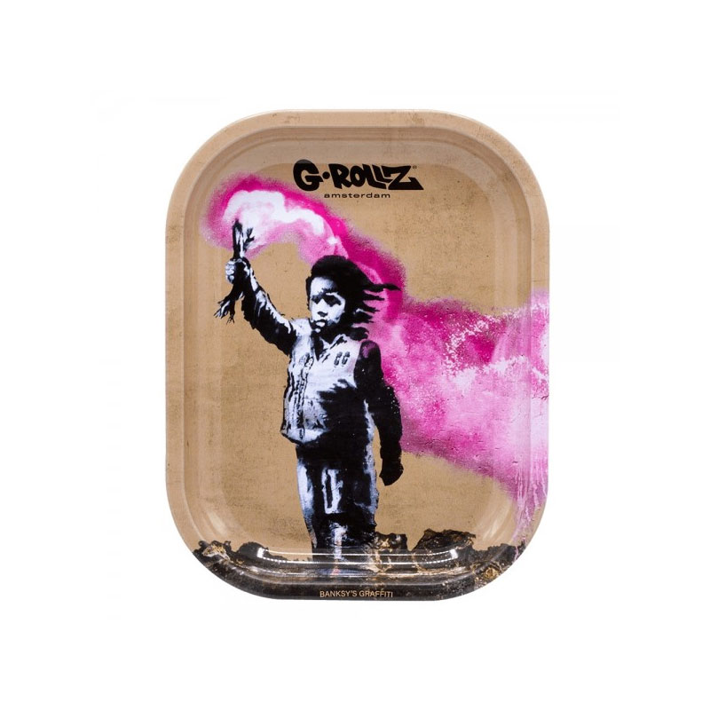 Bandeja de design em metal - Pequeno - Banksy's Torch Boy - 14x18cm - G-Rollz