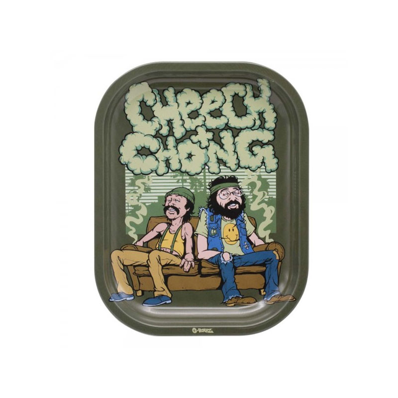 Bandeja de design em metal - Pequeno - Cheech e Chong In Da Chair - 14x18cm - G-Rollz