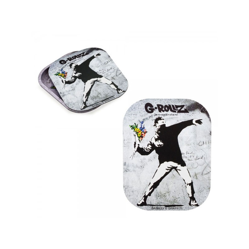 Design-Deckel Metall - Banksy's Graf Flower Thrower - 18x14cm - G-Rollz