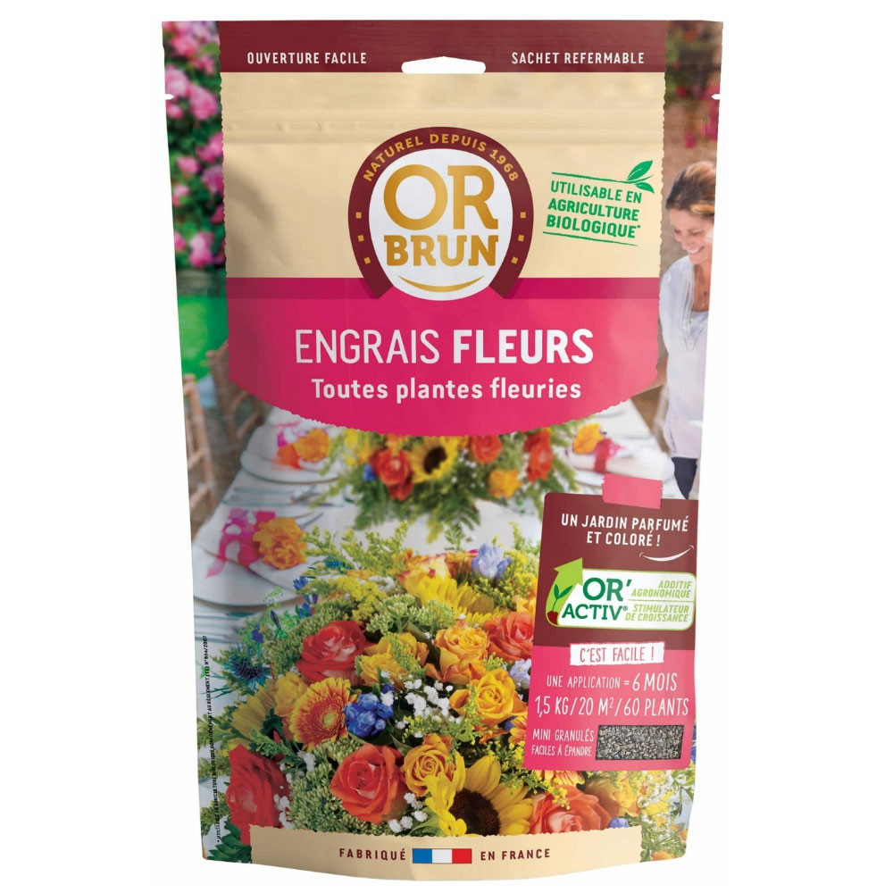 Fertilizante granulado para flores - 1,5 kg - Or Brun