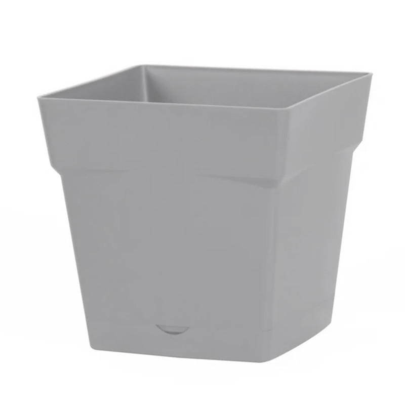 Pot carré Toscane avec réserve d'eau 10,2L - 25x25cm gris béton - EDA
