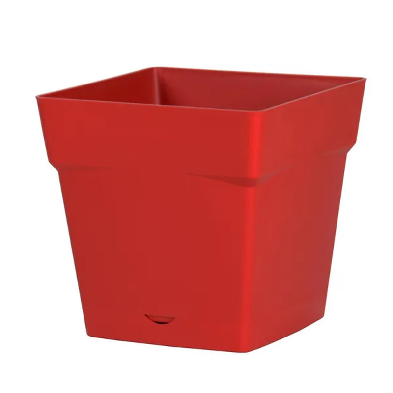 Pot carré Toscane avec réserve d'eau 10,2L - 25x25cm rouge rubis - EDA