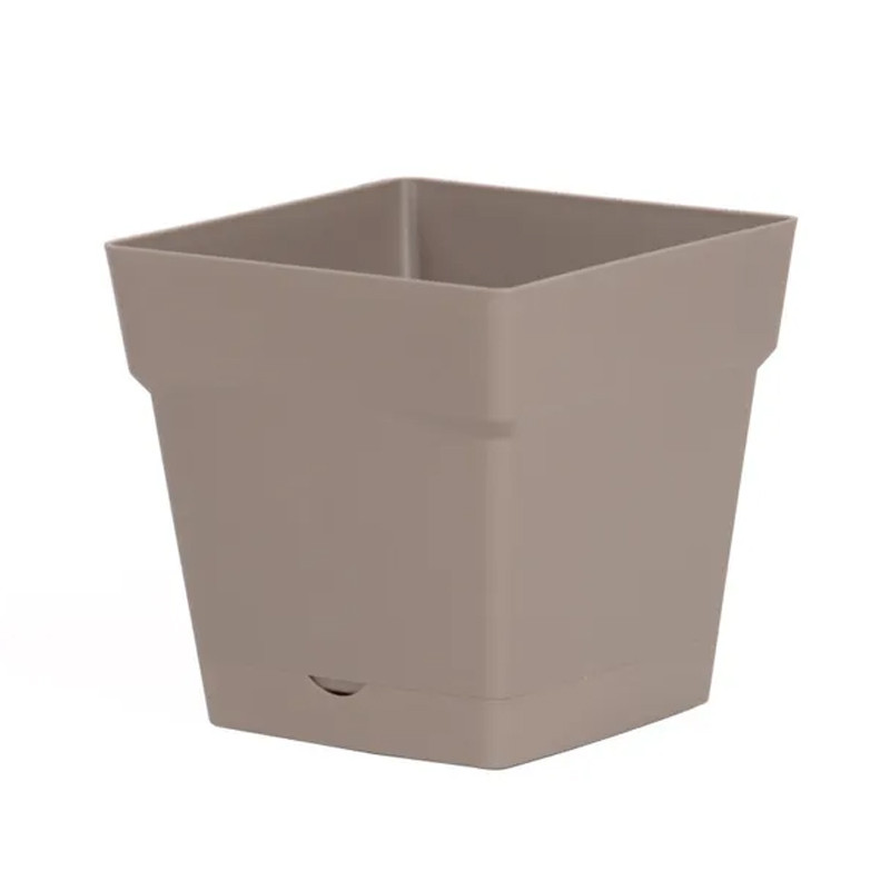 13642 BR.T TUSCAN POT VIERKANT 25CM + WATERSCHOTEL 10.2L TAUPE