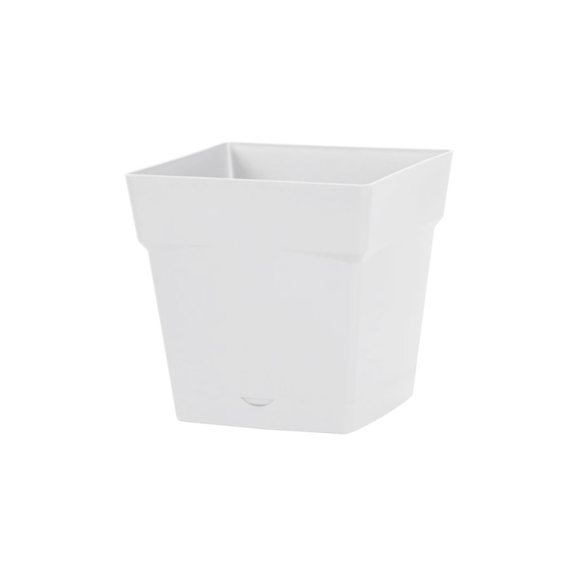 Pot carré Toscane avec réserve d'eau 3,4L - 18x18cm blanc - EDA