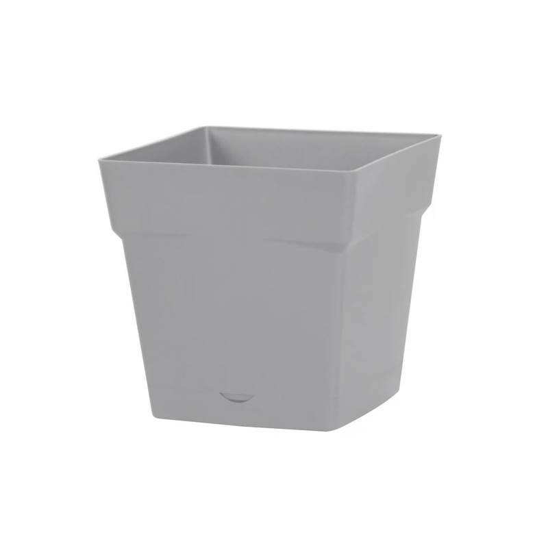 Pot carré Toscane avec réserve d'eau 3,4L - 18x18cm gris béton - EDA