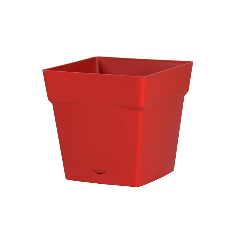 Pot carré Toscane avec réserve d'eau 3,4L - 18x18cm rouge rubis - EDA