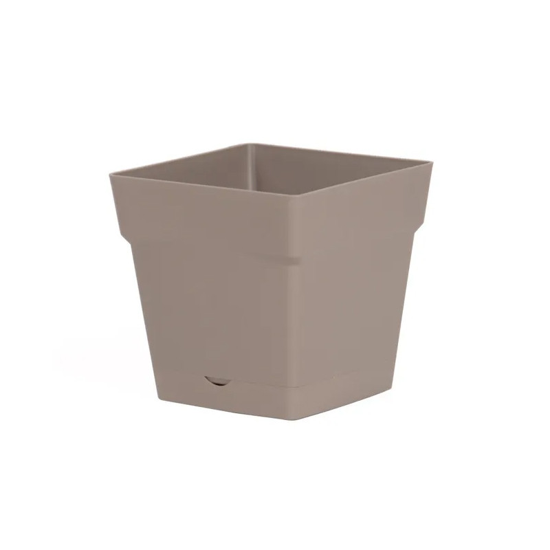 Pot carré Toscane avec réserve d'eau 3,4L - 18x18cm taupe - EDA