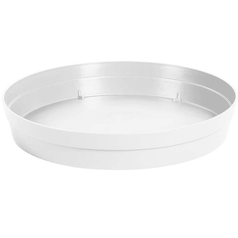 13616 BL SOUCOUPE RONDE TOSCANE 18.5CM POUR POT 25CM BLANC