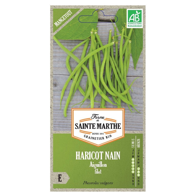 Haricot Nain Aiguillon Filet Mangetout - 235 graines - AB - La ferme Sainte Marthe