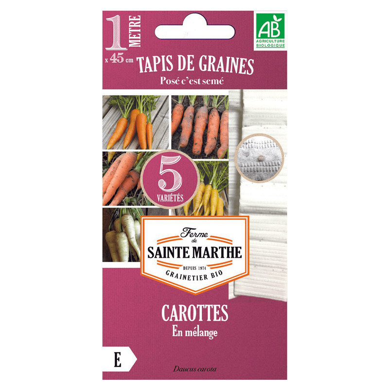 Tapis de carottes 5 variétés - 330 graines - AB - La ferme Sainte Marthe