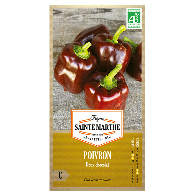 Poivron Doux Chocolat - 30 graines - AB - La ferme Sainte Marthe